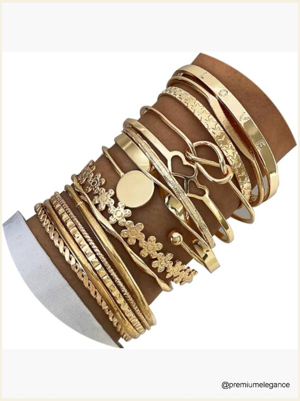 Multilayer Charm Stackable Boho Bangle Bracelet Set 15 Pcs